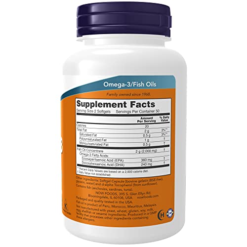 Now Supplements, Omega-3 180 Epa / 120 Dha, Molecularly Distilled, Cardiovascular Support*, 100 Softgels #TOP1