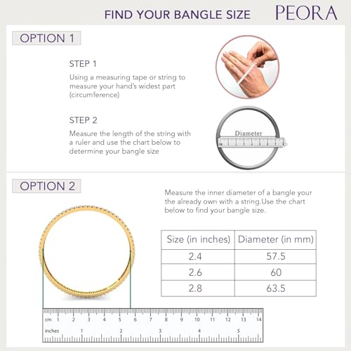 Image of Peora Silver Gold & Rose Gold Plated Metal Bangles Bracelet Fancy Gift for Women (6 Pcs. 2.6 inch)