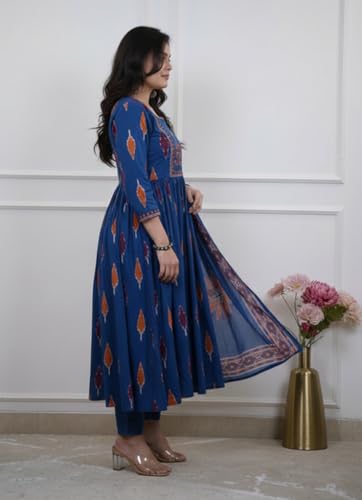 Image of Nermosa Women Printed Kurta and pant set with Dupatta