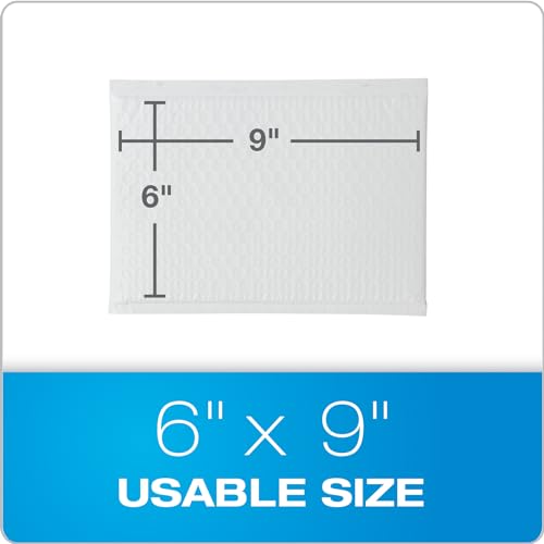 Quality Park Bubble Mailers, 6 x 9 Inch, White Poly Mailers, Padded Envelopes, Shipping Envelopes, Water Resistant, Self Seal, 50 Per Box (QUA85856), Plastic by Quality Park - Image 6