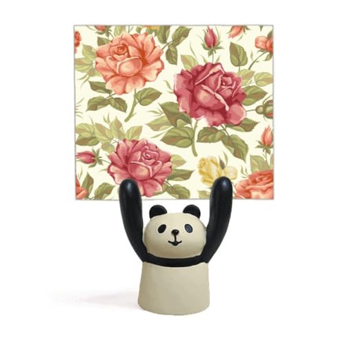 Porte-mémo panda aquarelle rose antique pince note et photo bureau