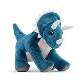 DEMDACO Triceratops Small Blue 6 inch Polyester Plush Fabric Stuffed Beanbag Toy