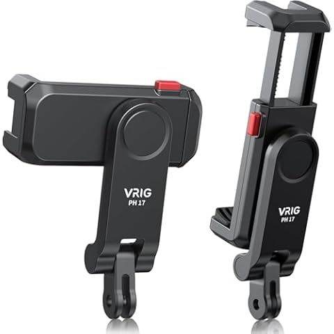 VRIG Phone Tripod Mount, New Universal Smartphone Mount Adapter with 2 Cold Shoe, 360° Rotates Adjustable Cell Phone Clip Clamp Holder, Compatible with iPhone, Samsung Galaxy and All Phones Cover