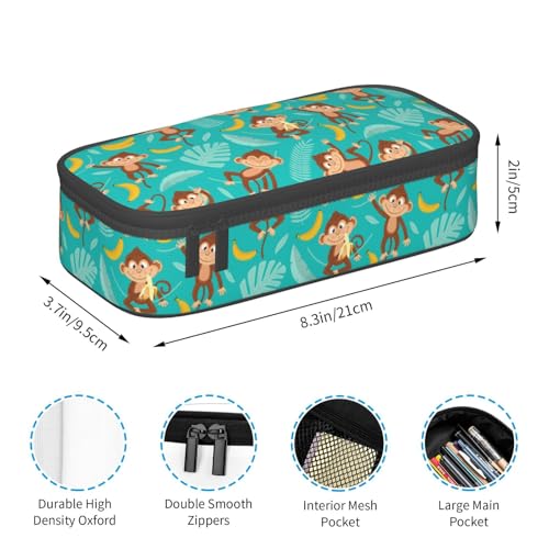 Image of Monkey Leaves Banana Pencil Case Organizer Big Capacity Pencil Pouch Stationery With Zipper School Supplies Pencil Bag For Girls Boys Office, j56tsd