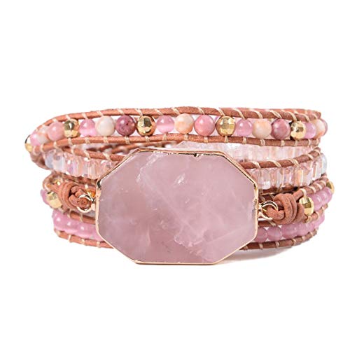 Image of YGLINE Boho Handmade Natural Stone Wrap Bracelets Jasper Crystal Beads Bracelet Jewelry