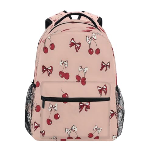 Cherry Bow Hand Drawn Pattern Kids Backpack for Boys Girls Backpacks Student Backpack Big For Elementary School Shoulder Bag Bookbag