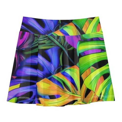 Monstera Leaves Toddler Tennis Skirts Floral Athletic Shorts Girls Skorts Teen Skirt 4t