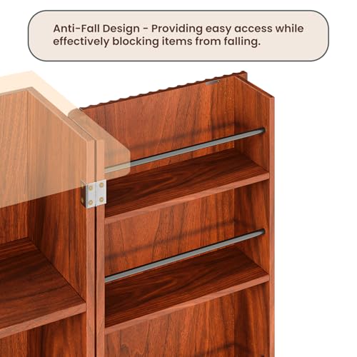 Image of Ball & Cast 72″ Fluted Pantry Cabinet,Versatile Wood Storage Cabinet with 4 Adjustable Shelves,6 Door Shelves,Moden Kitchen Cabinet w /Anti-Tip Safety for Kitchen,Dining Room,Living Room,Walnut