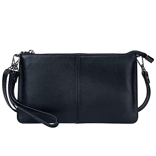 bveyzi genuine leather wristlet purses for women envelope clutch wallet small crossbody bags for dressy evening