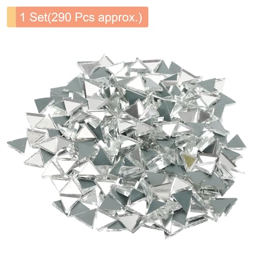 MECCANIXITY 200g Stained Glass Mosaic Triangle 14mm Silver Glass Mosaic Tiles Bulk for Craft DIY Handmade Project by MECCANIXITY - Used condition - Image 3