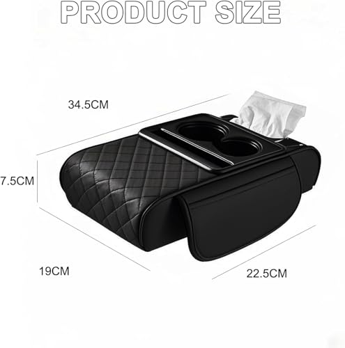 Image of Flygon Multifunctional Car Armrest Cushion, Integrated Pressurized Multifunctional Car Armrest Heightening Pad, Auto Center Console Arm Rest Cushion with 2 Cup Holder