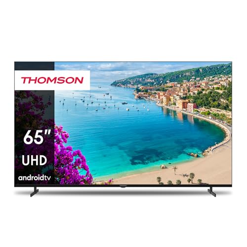 THOMSON 65 Zoll (165 cm) 4K Ultra HD Smart Android TV, Google Assistant, Wi-Fi, Dolby Digital, Bluetooth, Triple-Tuner (Kabel/Satellit/Antenne), HDMI, CI+, A+ Panel – 65UA5S13