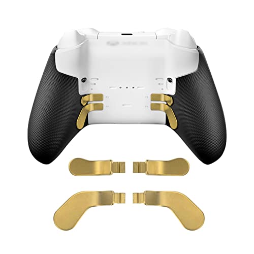 Image of Metal Replacement Thumbsticks for Xbox Elite Controller Series 2 Core,Component Pack Includes 4 Swap Magnetic Joysticks,4 Paddles,1 Standard D-Pads, Accessories Parts for Xbox One Elite 2 (Gold)
