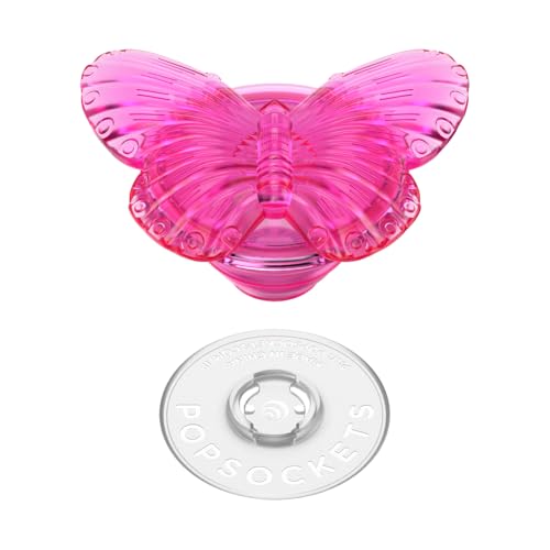 Image of PopSockets Adhesive Phone Grip, Holder, Phone Stand, Butterfly - Molded Butterfly Magenta