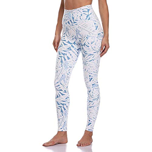 BurBurly 2020 New Digital Printing High Waist Yoga Pants Power Stretch Workout Tights Running Leggings Blue
