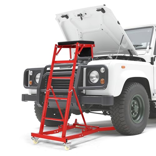 GarveeTech Top Automotive Creeper, 400 LBS Capacity Adjustable Car Creeper (49.2 in-68.9 in) with Locking Wheels & Tool Pouch, High Top Mechanic Creep