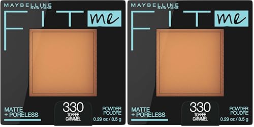 Image of Maybelline Fit Me Matte + Poreless Pressed Face Powder Makeup, Toffee, 1 Count (Pack of 2)