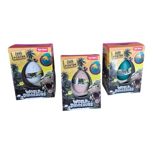 Ferro Stars Juego de 3 huevos de dinosaurio con diseño de dinosaurio, 3 unidades