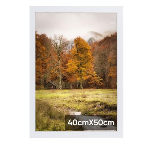 Lindahandel 40x50cm Bilderrahmen, Rahmen aus holz,Frame 40x50cm,MDF-Rahmen Wand Bilderrahmen Moderner Fotorahmen,Weiß,Perfekt zum Verschenken