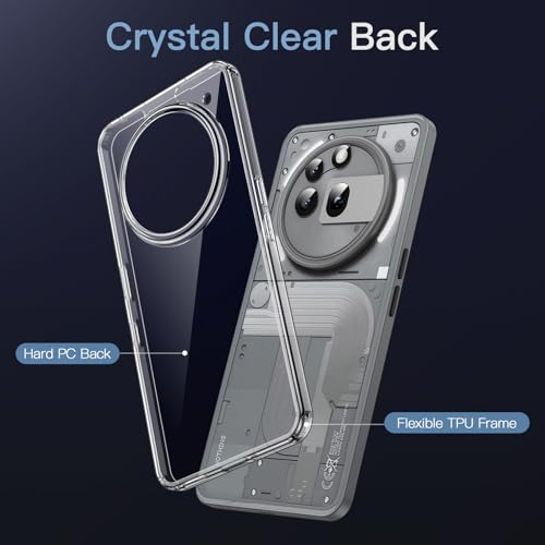 Image of JETech Cover Case for Nothing Phone 3a Pro, Clear Shockproof Bumper Cover, Anti-Scratch Hard Back, Protective Slim Fit, Non-Yellowing, Durable Transparent TPU for Drop Protection (Clear)