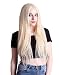 HDE Women's Long Straight Blonde Hair Wig for Cosplay Costumes (Platinum Blonde)