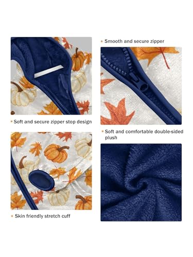 Farm Maple Leaves Pumpkins Girls Fleece Jacket Girls Fall Jacket Boys Coats Zip Up Hoodie Children Outerwear 2-10T3