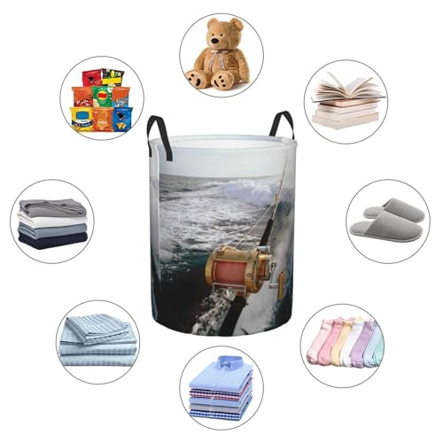 Panier à linge haut imprimé canne à pêche pour chambre - 7