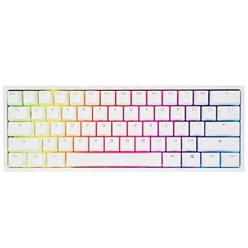 One 2 Mini, All Non-conflicting 61Keys, Cherry MX Mechanical RGB Backlit Gaming Keyboard, PBT Keycaps (Cherry MX Red, White)