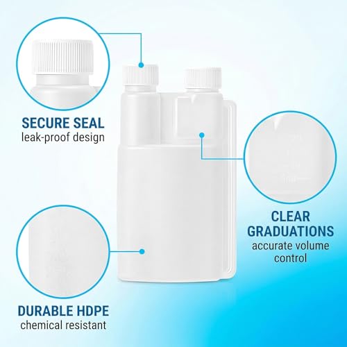 PYRUVAE 3 Stücks Doppelhals Dosierflasche aus HDPE, 120ml mit Dosierkammer 15ml, für Scooter, Motorrad, Universal