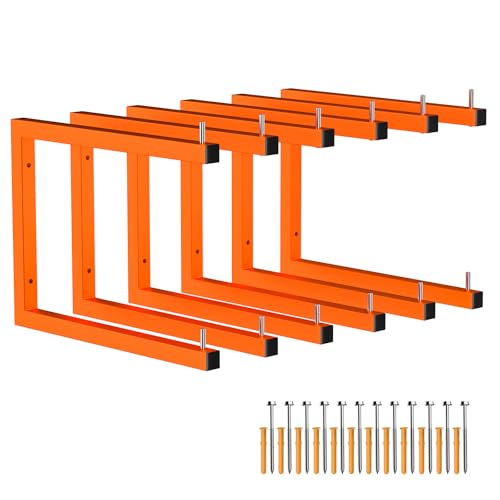 Asxevn 6 Pack Lumber Storage Rack | Wall-Mounted Wood Storage | 6-Tier Heavy-Duty Lumber Rack | 1320 lb Capacity Garage Metal Wood Organizer | Indoor/Outdoor Use (6 Pack-6 Level)
