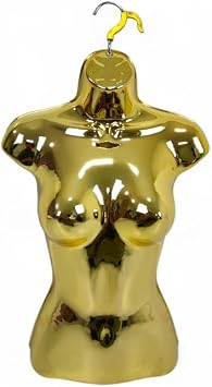Gold-Half Hanging Female Mannequin Torso   Lightweight Hollow-Back Display Bust   Wall-Mountable Polyethylene Body Form