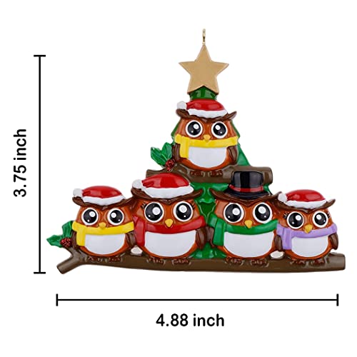 Personalized Owl Family Of 5 Christmas Ornament 2022 Xmas Tree Decorations Custom Keepsake Gifts For Grandparents, Parents, Kids, Neighbors, Friends #TOP2