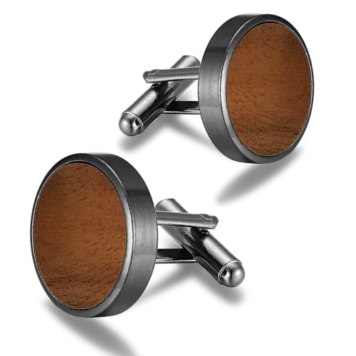 Men's Cufflinks Wood grain, Cufflinks for Men Round Solid for Regular Wedding Business Accessories Best Men4