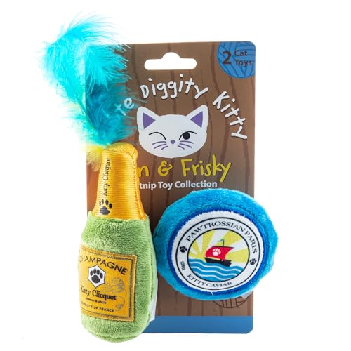 Haute-Diggity-Kitty-Clicquot-Champagne-Caviar-Set-Plush-Cat-Toys-Catnip-Filled-with-Interactive-Crackle-Sound-Safe-Durable-Toys-for-Cat-Kitten-2-Pcs Haute Diggity Kitty Clicquot Champagne & Caviar Set, Plush Cat Toys Catnip Filled with Interactive Crackle Sound, Safe, Durable Toys for Cat & Kitten, 2 Pcs - Image 1