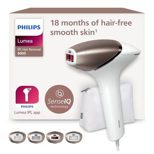 Philips Serie 8000, Depiladora Luz Pulsada Lumea, IPL, Piel Suave Desde Casa, Con Funda, Accesorios para el Cuerpo, Cara, Bikini y Axilas, Alternativa a Depilación Láser. BRI948/00
