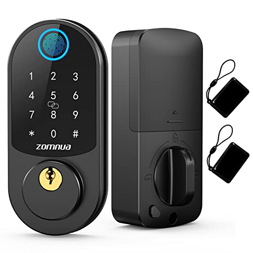 Fingerprint Deadbolt Lock, Zomnua Keyless Entry Door Locks With Keypads - Front Door Smart Lock With Touchscreen, Auto Lock, Electronic Digital Deadbolt With Fobs,Anti-Peeking Code,Black #TOP10