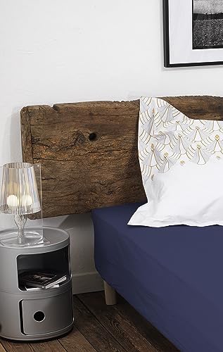 HOME LINGE PASSION, Dark Blue Fitted Sheet 180 x 200 + 35 cm 100% Cotton 57 Thread Count (Label Oeko-TEX Label) - Image 2