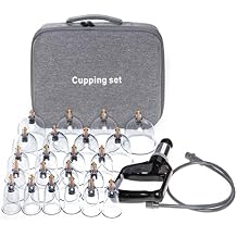Cupping Set Massage Therapy Cups, 22 Vacuum Cups, Myofascial Releaser Professional Cupping Therapy Sets with Hand Pumps and Detailed Cupping Book, Suction Hijama Cupping Set with Portable Travel Case
