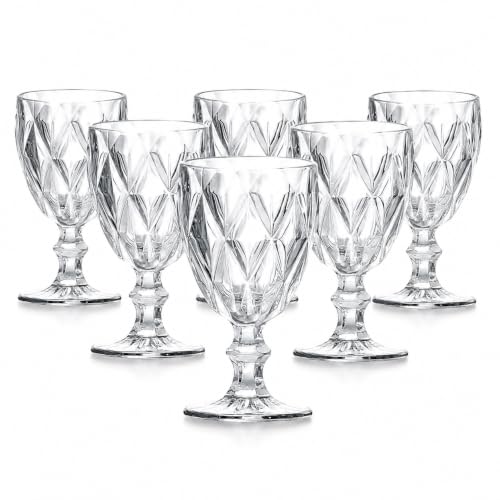 Kit 6 Taças De Vidro Diamond Para Vinho Sucos E Drink
