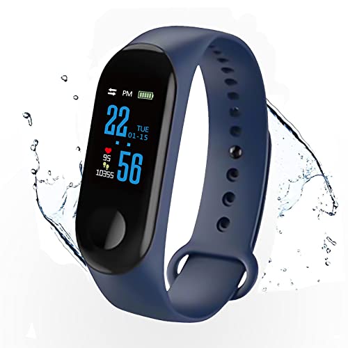Cadeaux d'hiver Whuooad Tracker d'activité, Montre avec Moniteur de fréquence Cardiaque et de Pression artérielle, étanche IP67, podomètre, Compteur de Calories, podomètre pour Homme et Femme (Bleu) Cover