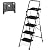 JungleA Step Ladder 4 Step Folding with Tool Tray, Wide Non-Slip Pedal and Sturdy Steel Construction Step Stool, 330 lbs Portable Ladders for Home, Attic, Office & Garage, Black