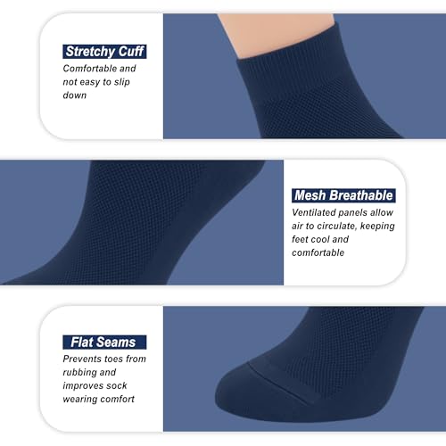 SERISIMPLE Women Thin Viscose Bamboo Above Ankle Sock Breathable Lightweight Classic Crew Casual Mesh Socks 5 Pairs2