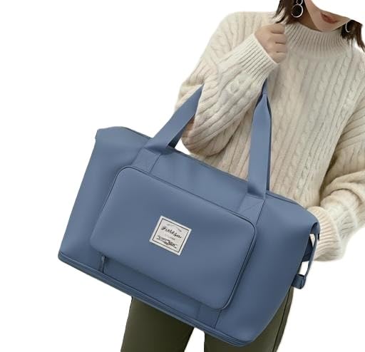 Expandable Travel Duffle Bag with Wheels Large Capacity Waterproof Foldable Luggage Carry On Bag Blue Free Size-picture-44