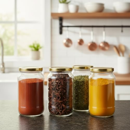 Image of ginoya brothers - Kitchen Glass Jar (4, 1000 Ml. Jar)