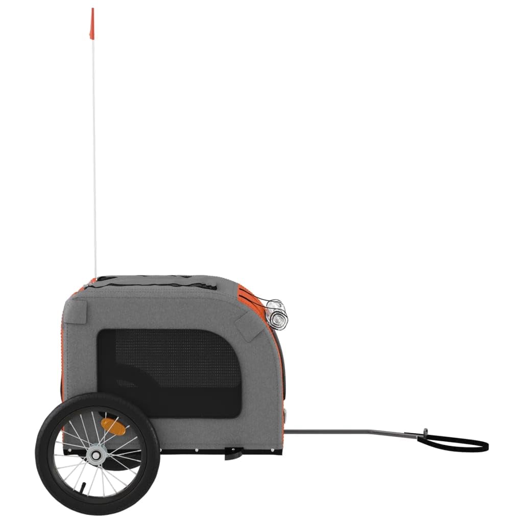 Remorque de Vélo pour Chien, Chariot Transport pour Animaux de Compagnie Orange et Gris 125x64x66 cm