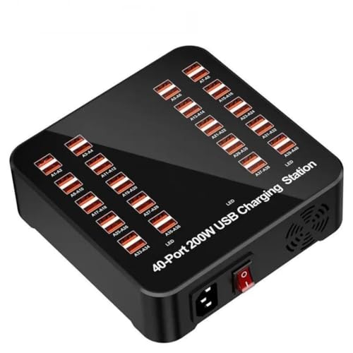 Image of Smart 40 Ports USB Hub Charging Station Power Outlet Multi Port Speed Dock Charger Suitable for Hotels, Shops, Schools, Shopping Mall and Travel - Black (40 USB Port)