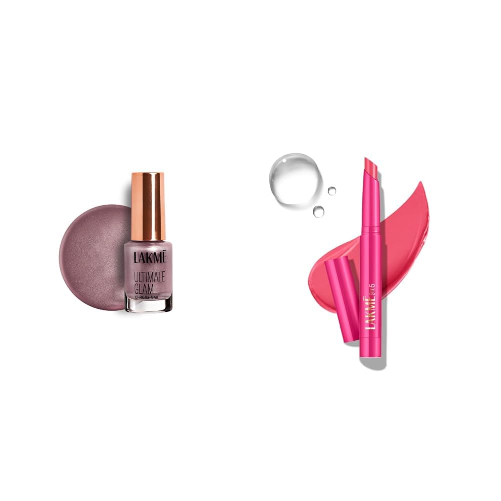 LAKME Ultimate Glam Chrome Nail Paint, Dusty Rose 6ml Lakme 9 to 5 Forever Matte Lip Crayon, Power Pink 1.1g-picture-18