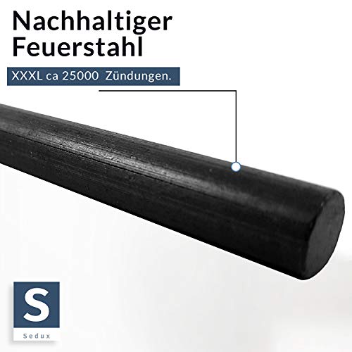Sedux Survival Fire Steel XL-XXXL Fire Making with Magnesium Fire Starter Outdoor Flint for Bushcraft Camping 12.5/15.2/20 cm Diameter 12.7 mm - Image 6