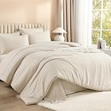 Litanika Bed in a Bag King Beige - 7 Pieces King Size Comforter Set Bedding Comforter Sets, Solid Fluffy Bed Set with Comforter, Sheets, Pillowcases & Shams