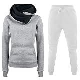 Conjunto de sudadera casual con cuello redondo y bloque de color para mujer, 2 piezas, trajes de chándal de manga larga, pantalones largos, sudadera para mujer, Blanco-10, XL